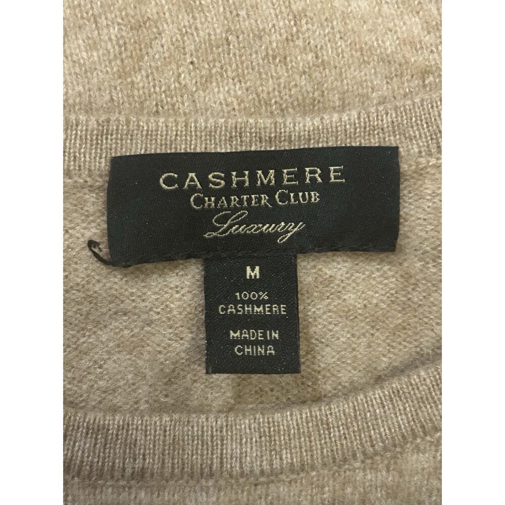 Charter Club Cashmere Sweater Women's size Medium 100% Cashmere in Tan - Picture 3 of 3